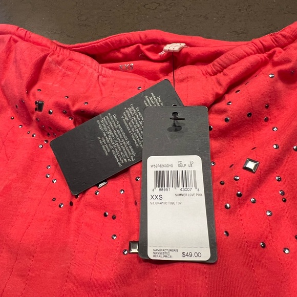 NWT GUESS STRAPLESS STUDDED PEPLUM TUBE TOP Sz: XXS - Picture 9 of 9